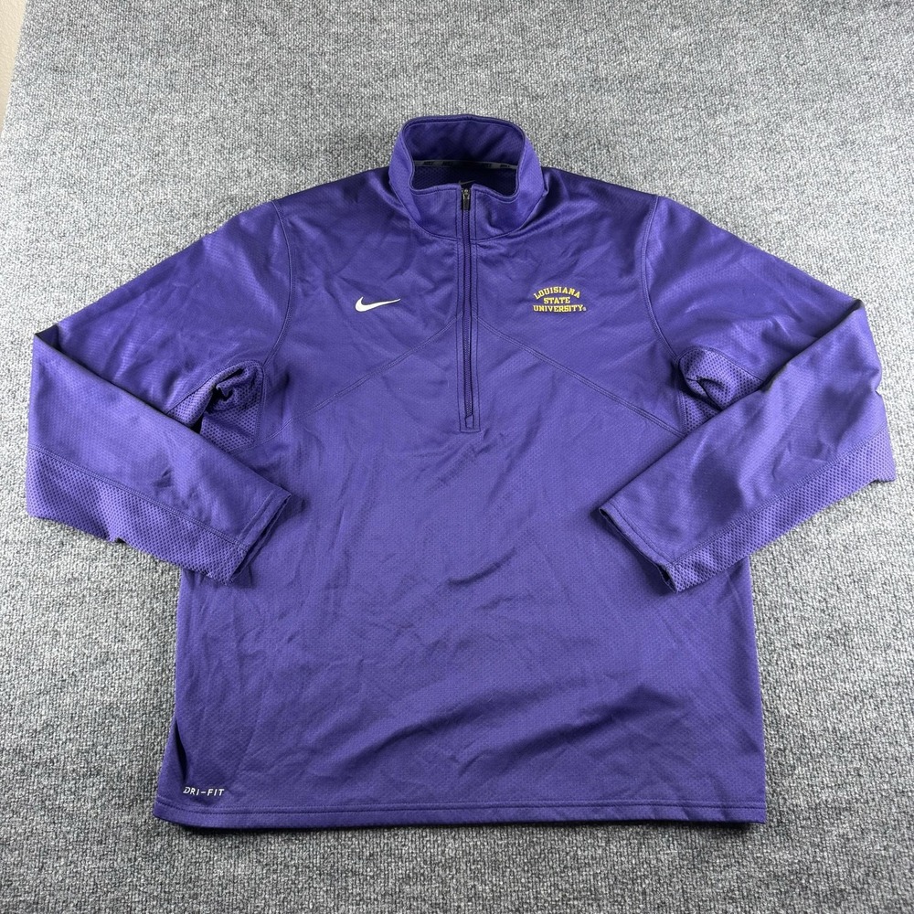 LSU Tigers Shirt Mens XL Purple NCAA Football Nike Dri-FIT Quarter Zip Pullover